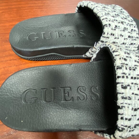 New! GUESS Women's Ravan black and white Tweed Sandal Size 6 - Picture 4 of 5